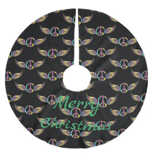 Winged Hippie Peace Symbol Thunder_Cove Brushed Polyester Tree Skirt