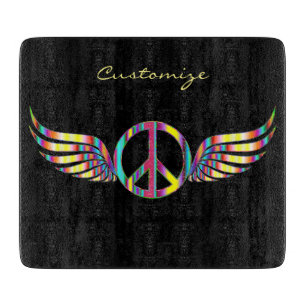 Winged Hippie Peace Symbol Thunder_Cove Cutting Board