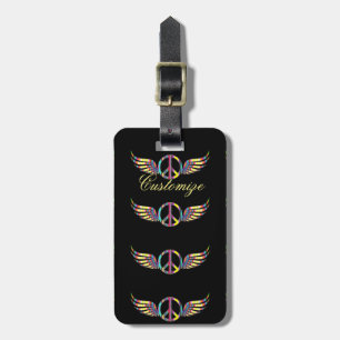 Winged Hippie Peace Symbol Thunder_Cove Luggage Tag