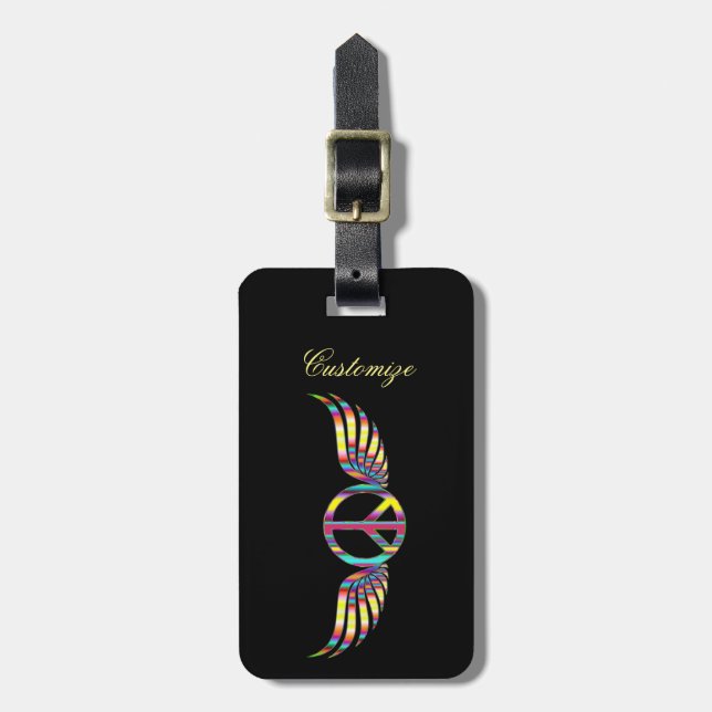Winged Hippie Peace Symbol Thunder_Cove Luggage Tag (Front Vertical)