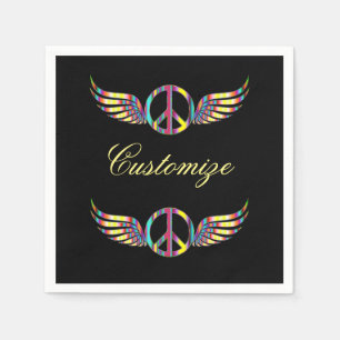 Winged Hippie Peace Symbol Thunder_Cove Napkin