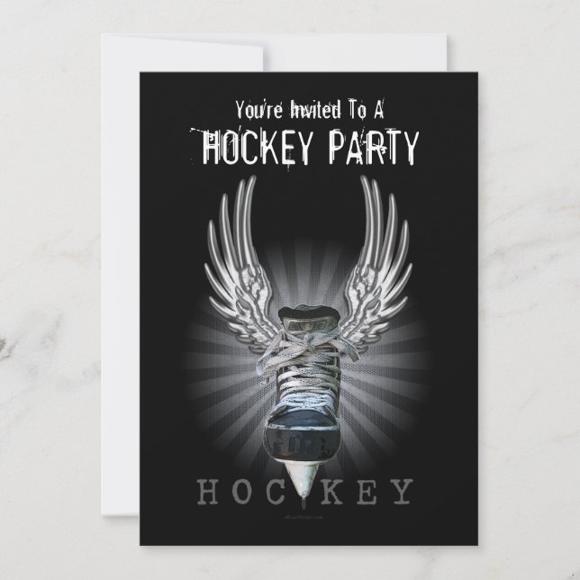 Winged Hockey Party invitation (Front)