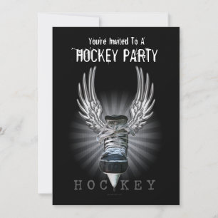 Winged Hockey Party invitation