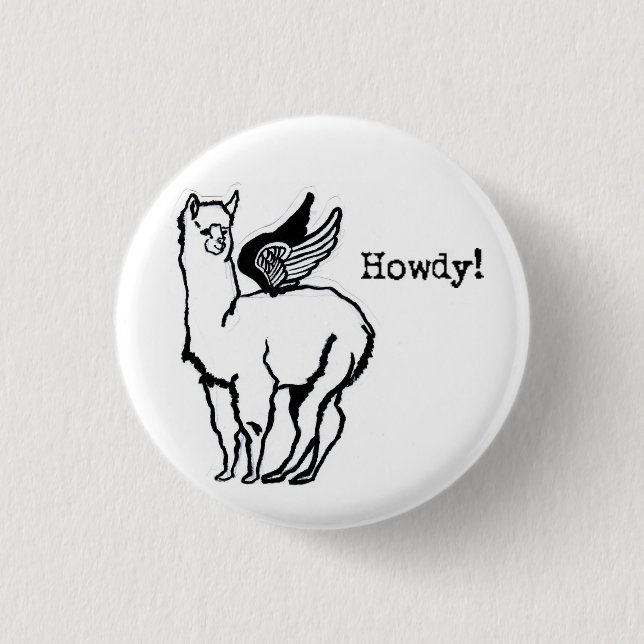 winged Howdy! 3 Cm Round Badge (Front)