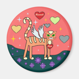 Winged Kitty with Heart Custom Magnet