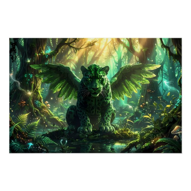 Winged Leopard – Fantasy Animal Illustration Poster (Front)
