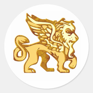 Winged Lion Classic Round Sticker