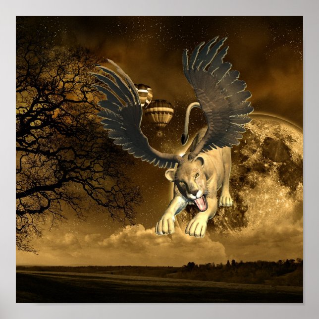 Winged Lioness  Poster Print (Front)