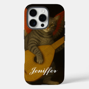 Winged Musician Cat Playing Lute Art               iPhone 16 Pro Case