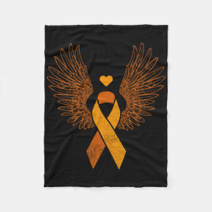 Winged Orange Ribbon Leukaemia Blood Cancer Awaren Fleece Blanket