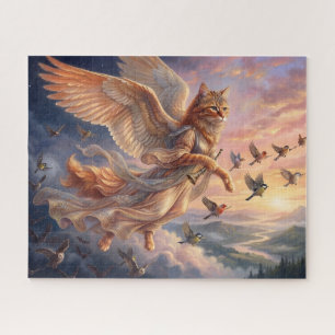 Winged Orange Tabby Cat   Funny Animal Art Jigsaw Puzzle