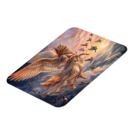Winged Orange Tabby Cat | Funny Animal Art Magnet