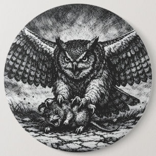 Winged Owl Sentinel by BurnsInHell 6 Cm Round Badge