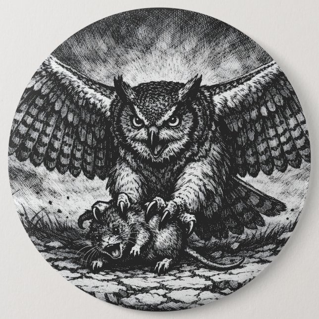 Winged Owl Sentinel by BurnsInHell 6 Cm Round Badge (Front)
