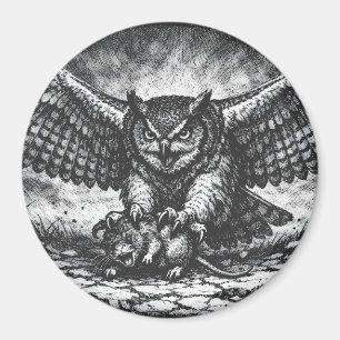 Winged Owl Sentinel by BurnsInHell Magnet