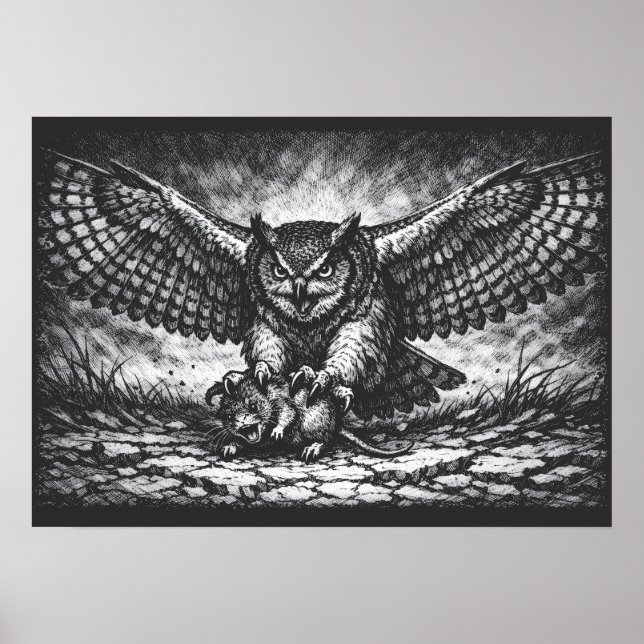 Winged Owl Sentinel by BurnsInHell Poster (Front)