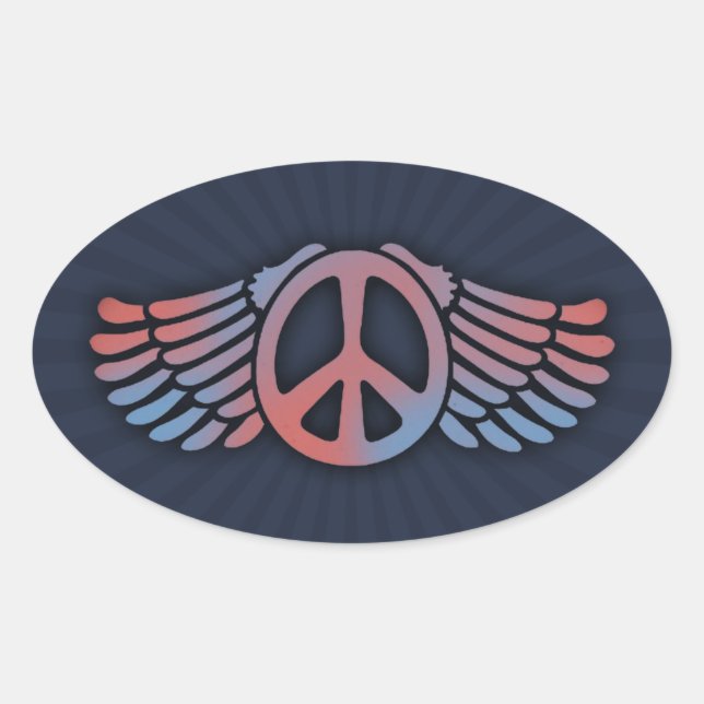 Winged Peace Oval Sticker (Front)