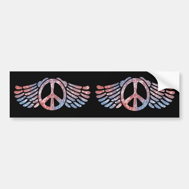 Winged Peace Symbol Bumper Sticker (Front)