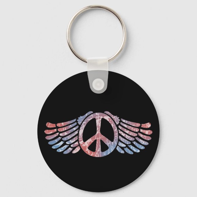 Winged Peace Symbol Key Ring (Front)