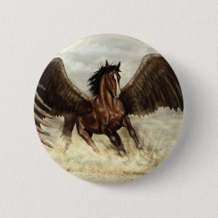 Winged Pegasus 6 Cm Round Badge