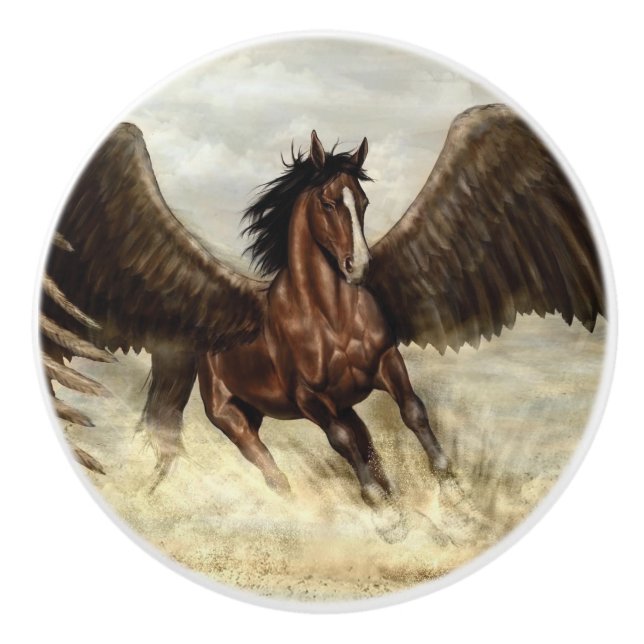 Winged Pegasus   Ceramic Knob (Front)