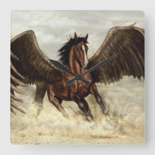 Winged Pegasus Square Wall Clock