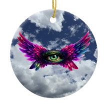 Winged Protection Eye – Round Intention Keychain