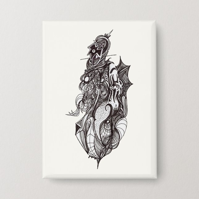Winged Rider, ink drawing, Badge (Front)