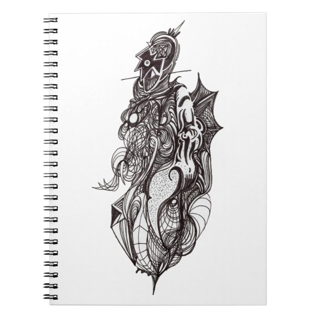 Winged Rider ink drawing Flat Card Notebook (Front)
