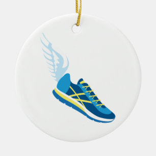Winged Running Shoe Ceramic Tree Decoration