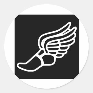 Winged Running Shoe Classic Round Sticker