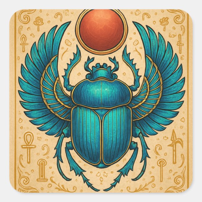 Winged Scarab Beetle Egyptian Sticker Sheet (Front)