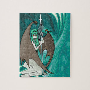Winged Sea Witch And Ocean Wave Jigsaw Puzzle
