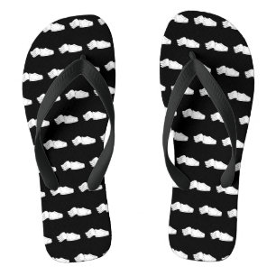 Winged Shoe Black & White Thongs