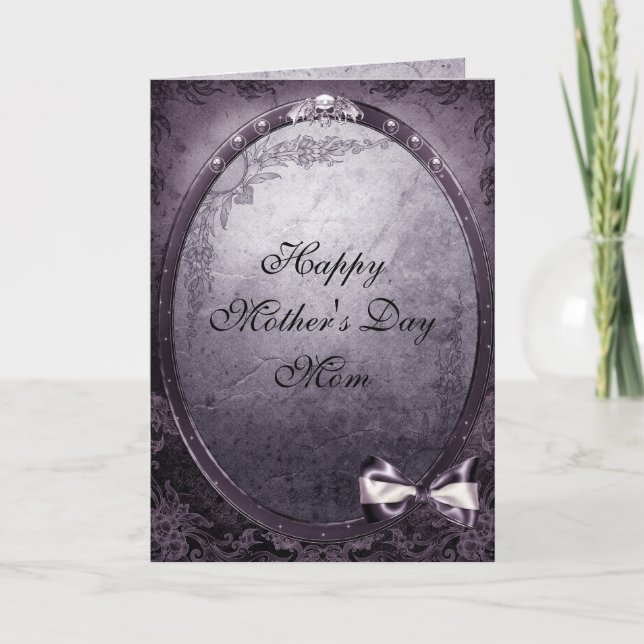 Winged Skull Elegant Vintage Gothic Mother's Day Card (Front)