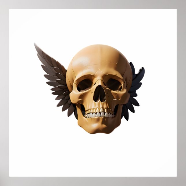 Winged Skull Symbolizing Mortality and Freedom Poster (Front)