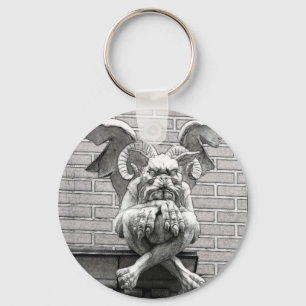 Winged Stone Gargoyle Key Ring