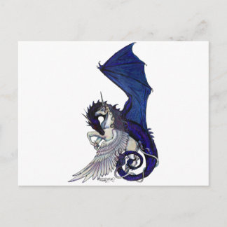 WINGED unicorn and Dragon Postcard