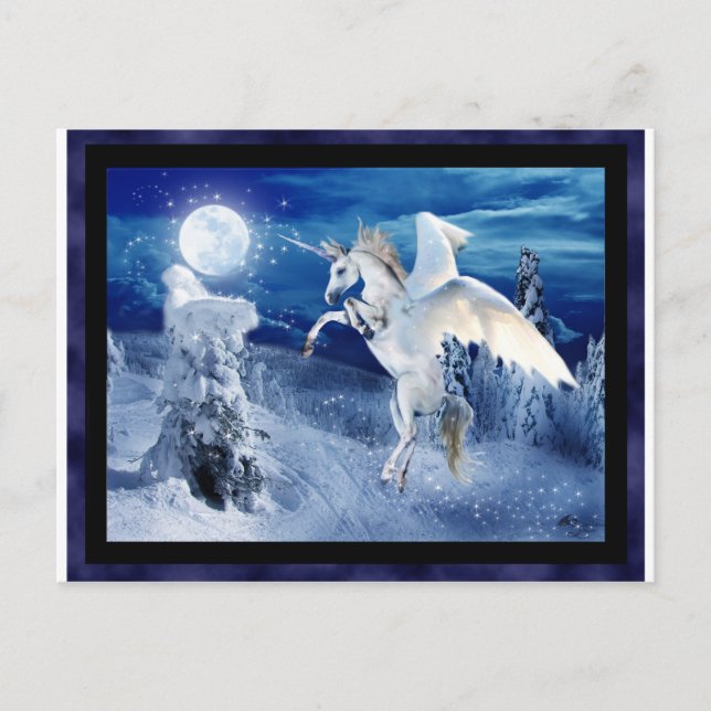 Winged Unicorn Pegasus Moon Horse Snows Tir'Rielle Postcard (Front)