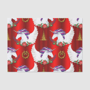 Winged Unicorn Red Christmas Tissue Paper