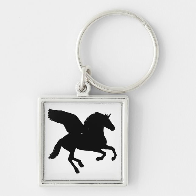 Winged Unicorn Silhouette Key Ring (Front)