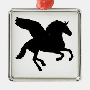 Winged Unicorn Silhouette Metal Tree Decoration