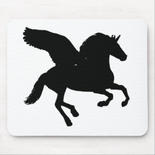 Winged Unicorn Silhouette Mouse Pad