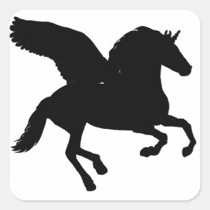 Winged Unicorn Silhouette Square Sticker