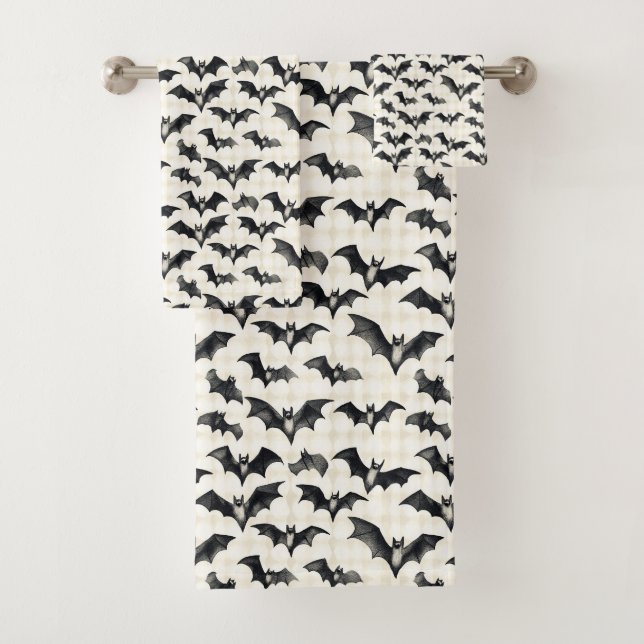 Winged Whispers – Bats in Flight Bath Towel Set (Insitu)