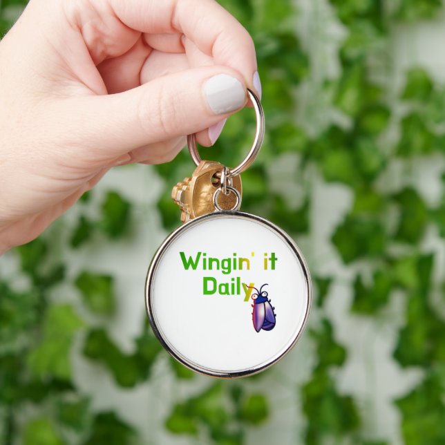 Wingin It Daily Funny Bug Humour Key Ring (Hand)