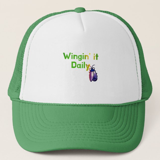 Wingin It Daily Funny Bug Humour Trucker Hat (Front)
