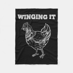 Winging It Funny Chicken Wings Lovers Quote  Fleece Blanket