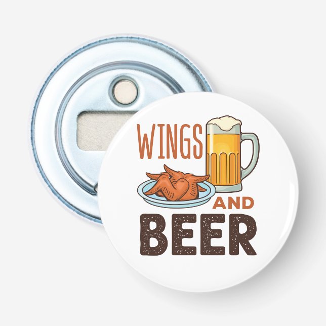 Wings and Beer Chicken Wings Drinking Bottle Opener (Front)