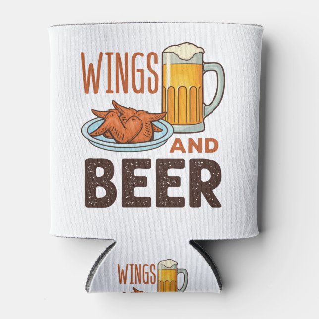 Wings and Beer Chicken Wings Drinking Can Cooler (Front)